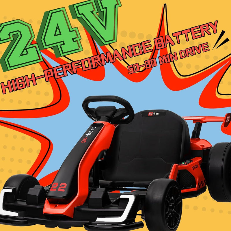 Electric Drift Kart with Adjustable Seat 24V Outdoor Ride-On Toy with 4 Speed Modes Magic Cars 1