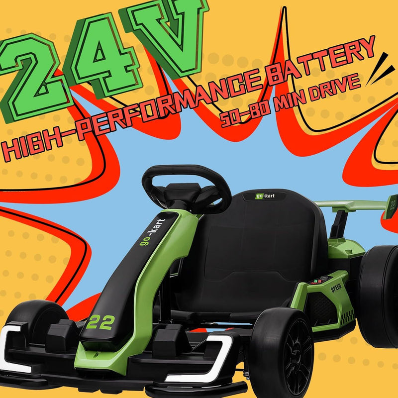 Electric Drift Kart with Adjustable Seat 24V Outdoor Ride-On Toy with 4 Speed Modes Magic Cars 23