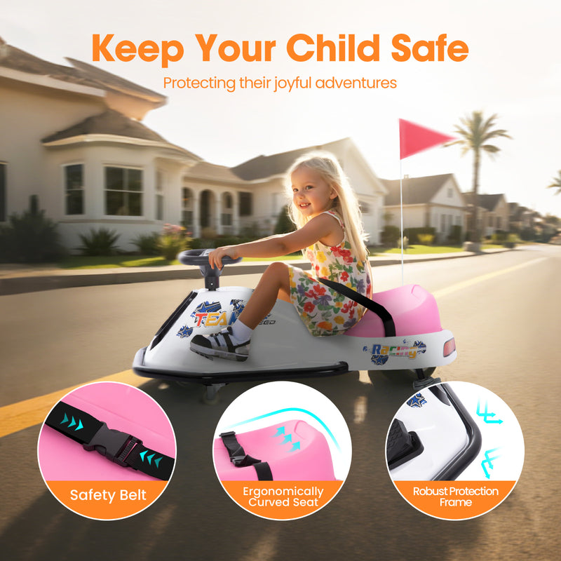 Electric Drifting Go Kart Bumper Car for Kids Ages 3+ with 24V High/Low Speed Control Magic Cars 4