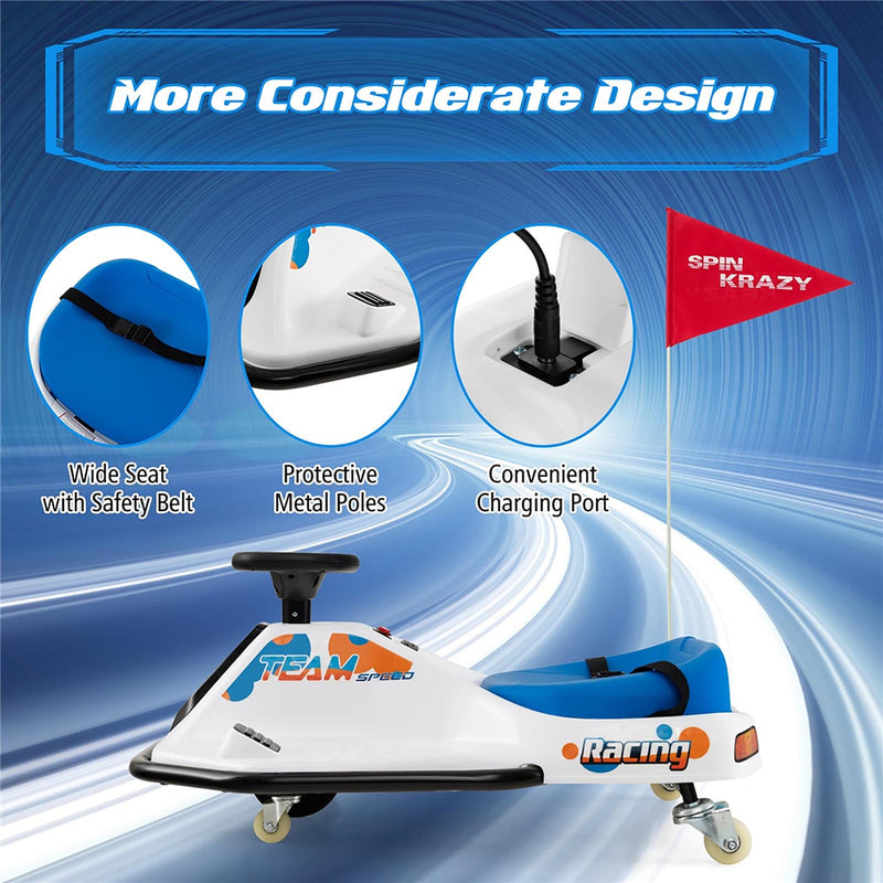 Electric Drifting Go Kart for Kids with 360° Spin, Wireless Control, and USB Radio Magic Cars 3