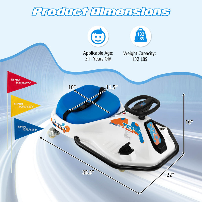 Electric Drifting Go Kart for Kids with 360° Spin, Wireless Control, and USB Radio Magic Cars 1