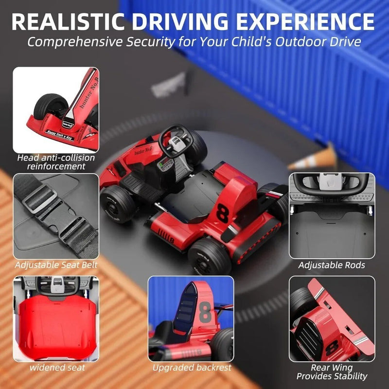 12V Red Electric Drift Go-Kart for Kids with Battery-Powered Outdoor Riding Magic Cars 2
