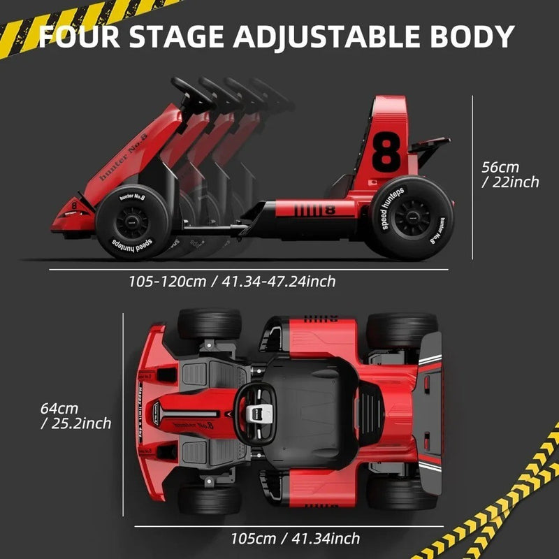 12V Red Electric Drift Go-Kart for Kids with Battery-Powered Outdoor Riding Magic Cars 3