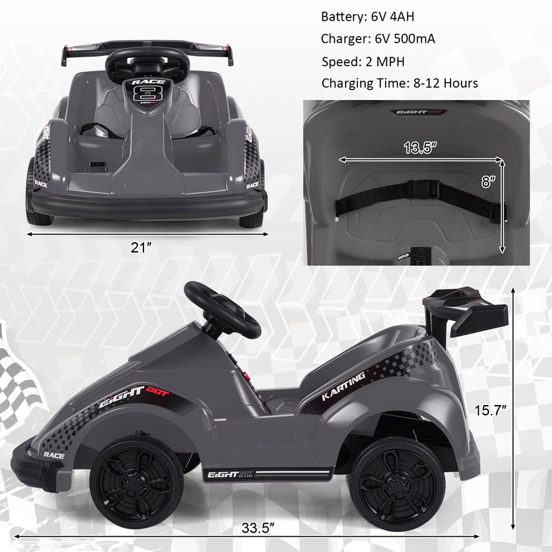 6V Battery-Powered Electric Go-Kart for Kids with Remote Control in Black Magic Cars 1