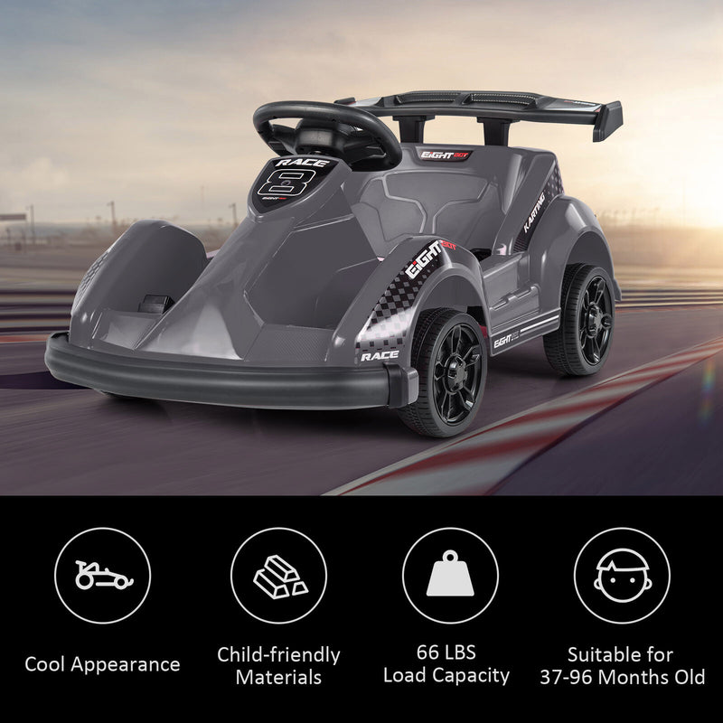 6V Battery-Powered Electric Go-Kart for Kids with Remote Control in Black Magic Cars 3