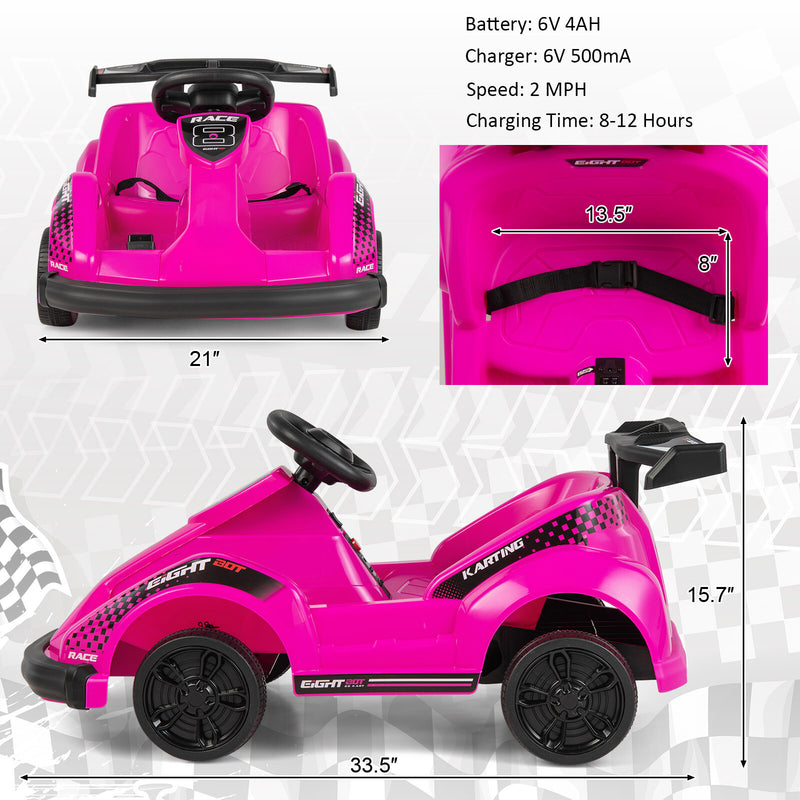 6V Battery-Powered Electric Ride-On Go-Kart for Kids with Remote Control Pink Magic Cars 1