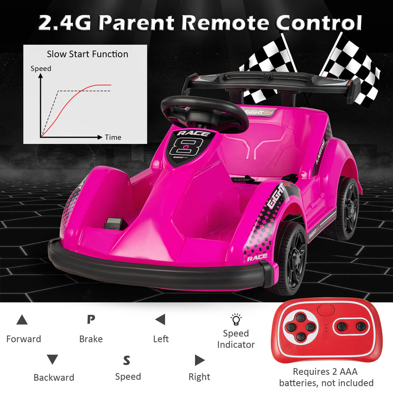 6V Battery-Powered Electric Ride-On Go-Kart for Kids with Remote Control Pink Magic Cars 2