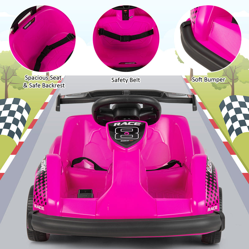 6V Battery-Powered Electric Ride-On Go-Kart for Kids with Remote Control Pink Magic Cars 3