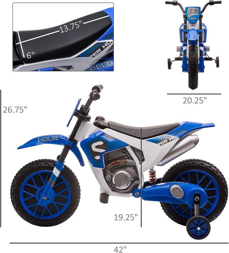 12V Blue Electric Kids Dirt Bike with Dual Shock Suspension and Battery-Powered Ride-On Motorcycle Magic Cars 4