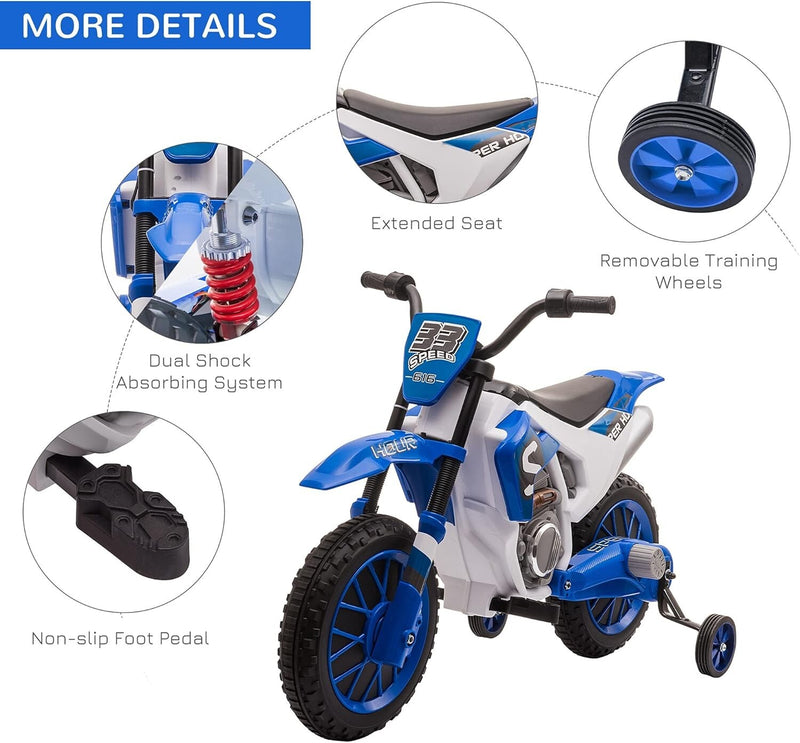 12V Blue Electric Kids Dirt Bike with Dual Shock Suspension and Battery-Powered Ride-On Motorcycle Magic Cars 6