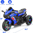 12V Blue Electric Kids Motorcycle with LED Lights, Bluetooth Music, and Rechargeable Battery Ride-On Toy Magic Cars 12