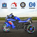 12V Blue Electric Kids Motorcycle with LED Lights, Bluetooth Music, and Rechargeable Battery Ride-On Toy Magic Cars 13