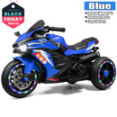 12V Blue Electric Kids Motorcycle with LED Lights, Bluetooth Music, and Rechargeable Battery Ride-On Toy Magic Cars 18