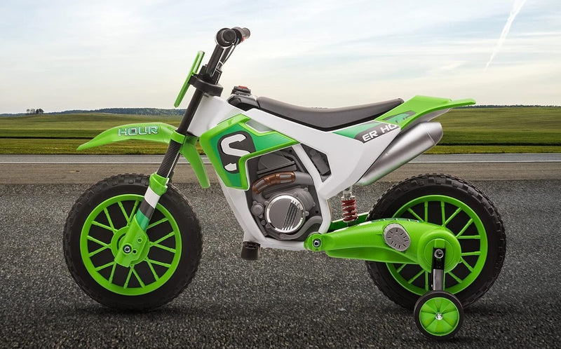 12V Electric Kids Green Dirt Bike with Dual Shock Battery Ride-On Toy Motorcycle Magic Cars 0