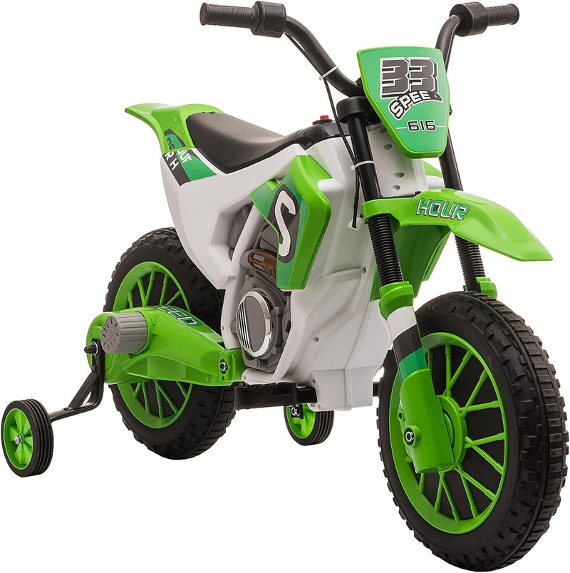 12V Electric Kids Green Dirt Bike with Dual Shock Battery Ride-On Toy Motorcycle Magic Cars 1