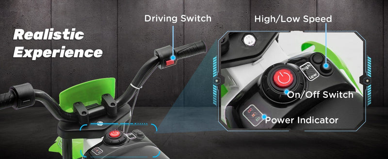 12V Electric Kids Green Dirt Bike with Dual Shock Battery Ride-On Toy Motorcycle Magic Cars 9