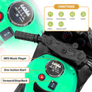12V Green Electric Kids Motorcycle with LED Lights and Bluetooth Music Ride-On Toy Magic Cars 12