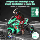 12V Green Electric Kids Motorcycle with LED Lights and Bluetooth Music Ride-On Toy Magic Cars 13
