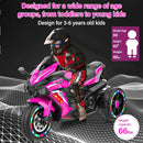 12V Pink Electric Kids Motorcycle with LED Lights and Bluetooth Music Ride-On Toy Magic Cars 17
