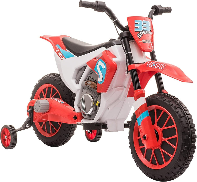 12V Red Electric Kids Dirt Bike with Dual Shock Battery-Powered Ride-On Motorcycle Toy Magic Cars 14