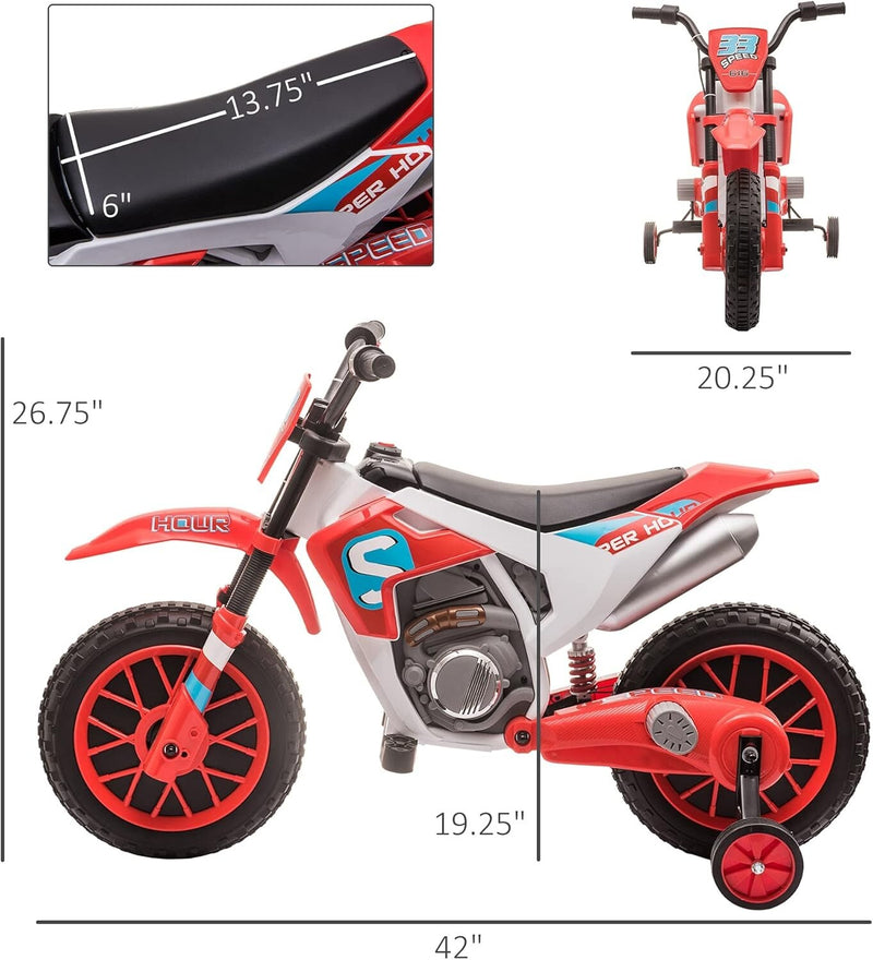 12V Red Electric Kids Dirt Bike with Dual Shock Battery-Powered Ride-On Motorcycle Toy Magic Cars 4