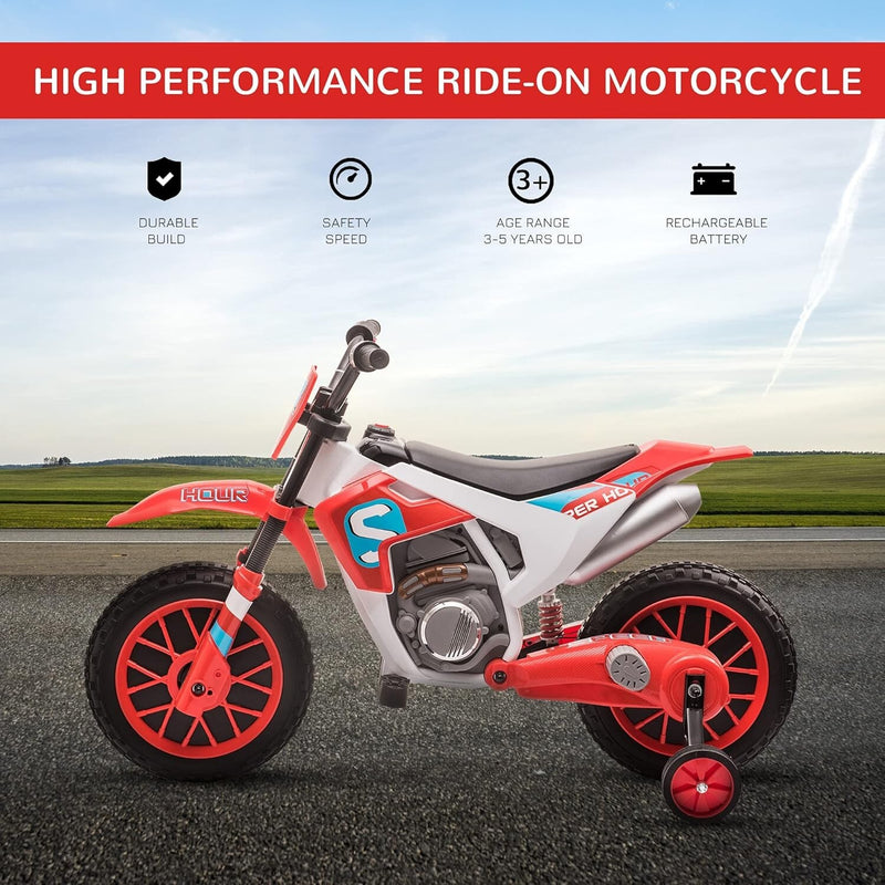 12V Red Electric Kids Dirt Bike with Dual Shock Battery-Powered Ride-On Motorcycle Toy Magic Cars 9