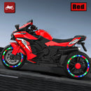 12V Red Electric Kids Motorcycle with LED Lights and Bluetooth Music Magic Cars 13