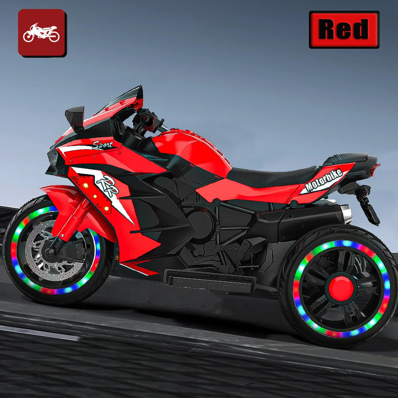 12V Red Electric Kids Motorcycle with LED Lights and Bluetooth Music Magic Cars 13