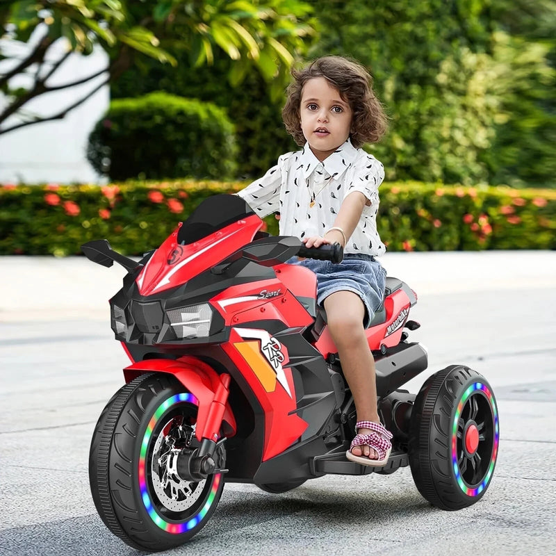 12V Red Electric Kids Motorcycle with LED Lights and Bluetooth Music Magic Cars 21