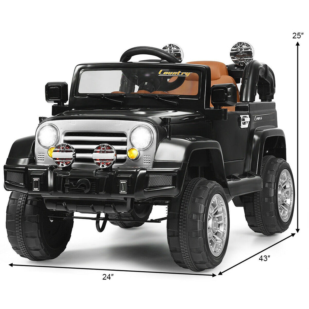 Remote Control Riding Cars For Kids 12V Electric Kids Ride-On RC Truck Car with Remote Control Black
