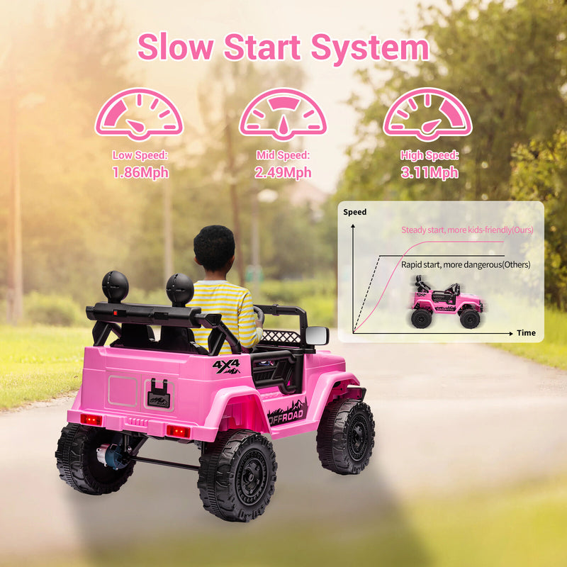 12V Electric Kids Ride-On Jeep Car with Power Wheels, 2-Seater, Music, and Remote Control Magic Cars 4