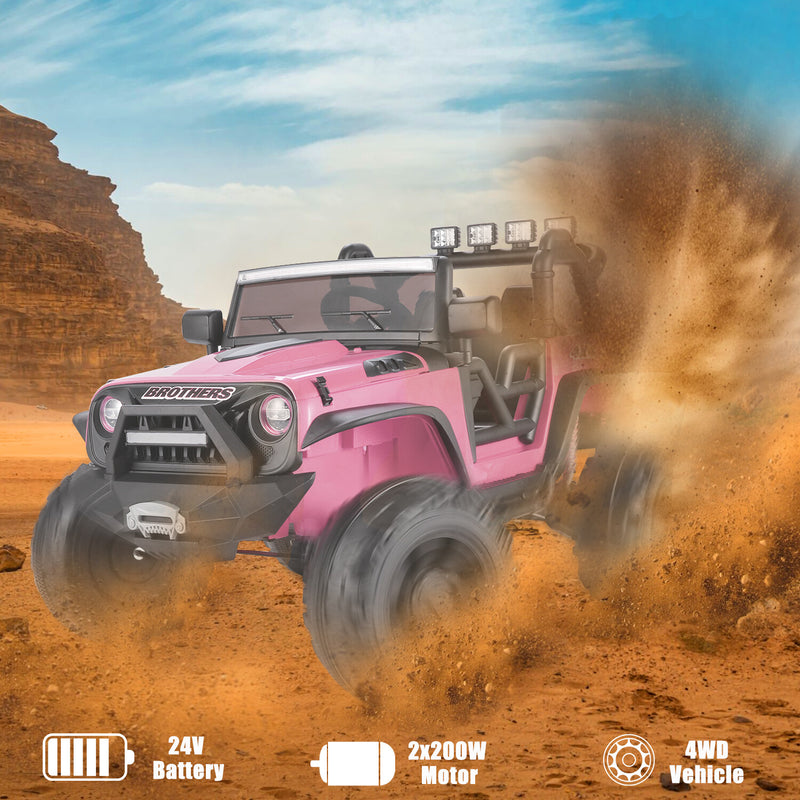 24V Electric Kids Ride-On Jeep with Power Wheels, Remote Control, and Music Magic Cars 17