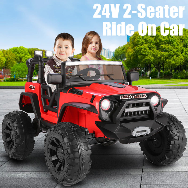 24V Electric Kids Ride-On Jeep with Power Wheels, Music, Remote Control, and 2 Seaters Magic Cars 1