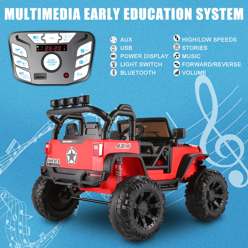 24V Electric Kids Ride-On Jeep with Power Wheels, Music, Remote Control, and 2 Seaters Magic Cars 3