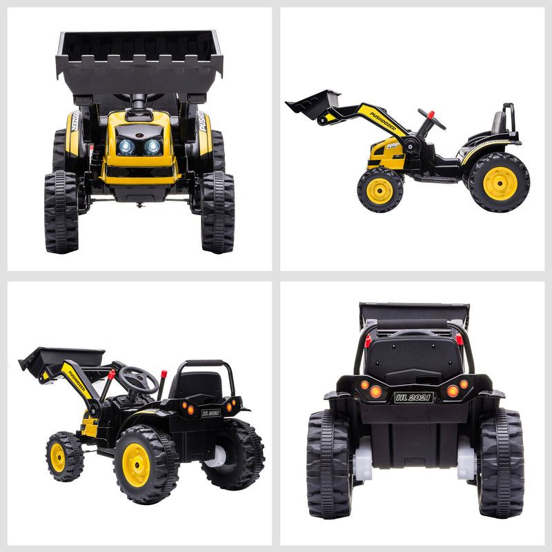 Rechargeable Electric Ride-On Kids' Construction Excavator Tractor Toy Yellow Magic Cars 7