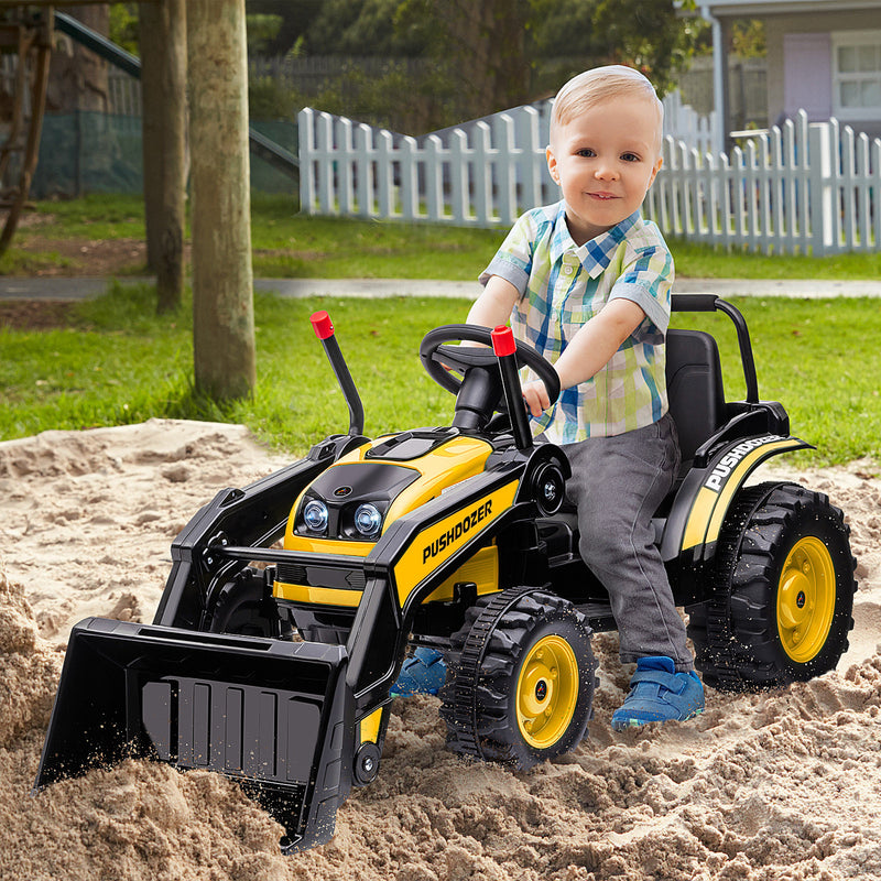 Rechargeable Electric Ride-On Kids' Construction Excavator Tractor Toy Yellow Magic Cars 8