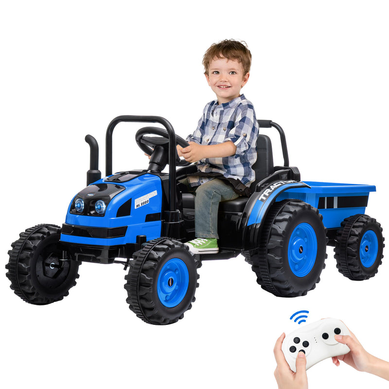 12V Battery-Powered Kids Electric Ride-On Tractor Toy with Trailer Magic Cars 13