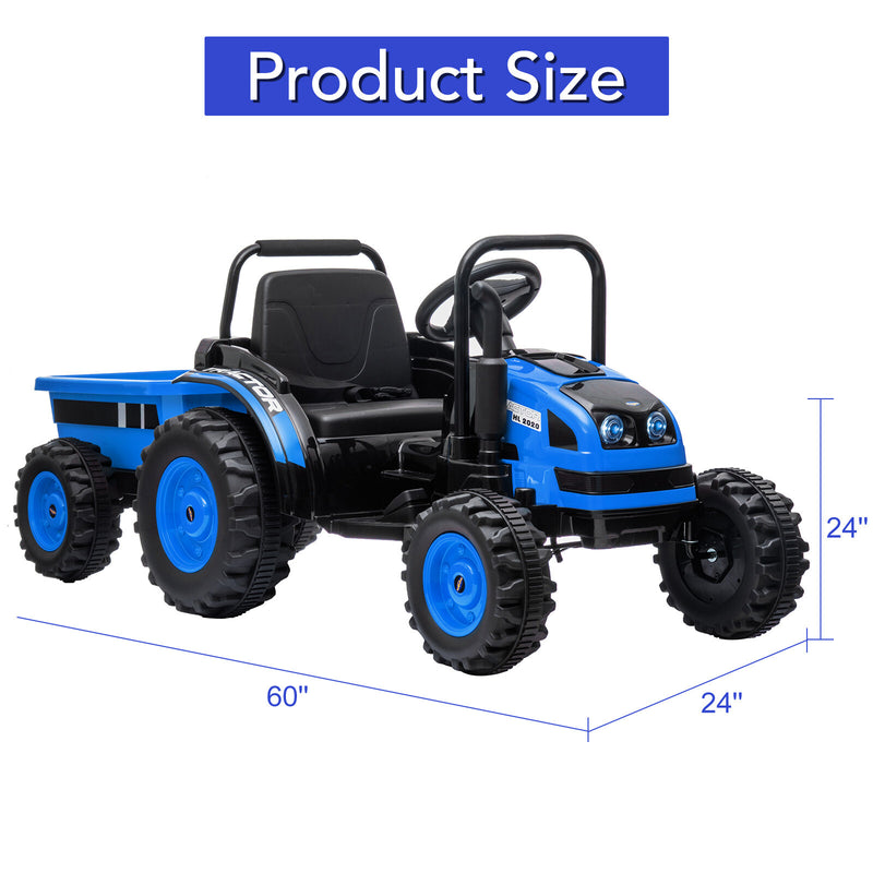 12V Battery-Powered Kids Electric Ride-On Tractor Toy with Trailer Magic Cars 14