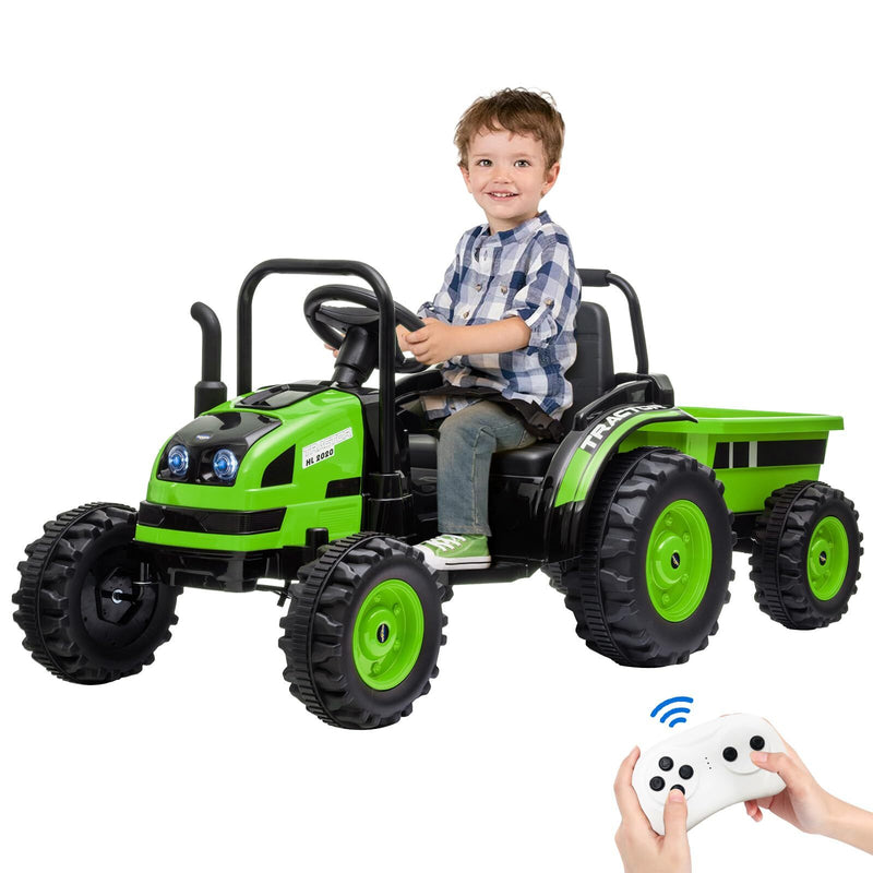 12V Battery-Powered Kids Electric Ride-On Tractor Toy with Trailer Magic Cars 1