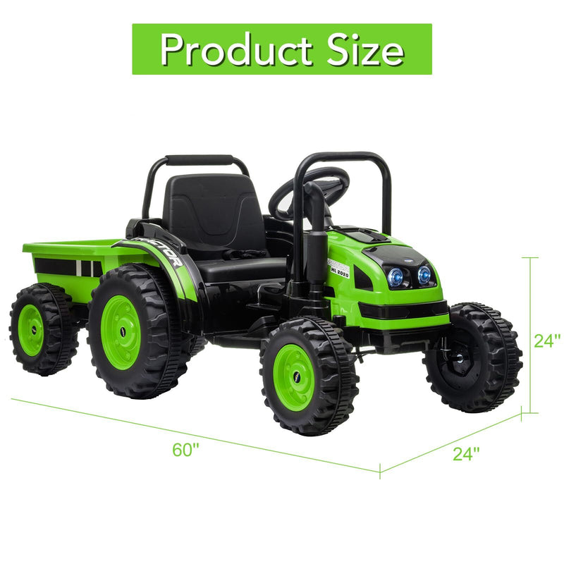 12V Battery-Powered Kids Electric Ride-On Tractor Toy with Trailer Magic Cars 2