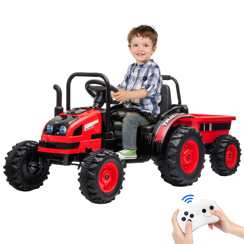 12V Battery-Powered Kids Electric Ride-On Tractor Toy with Trailer Magic Cars 7
