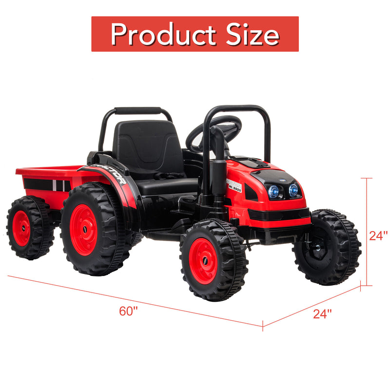 12V Battery-Powered Kids Electric Ride-On Tractor Toy with Trailer Magic Cars 8