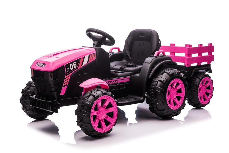 12V Battery-Powered Kids Electric Ride-On Tractor with Trailer Toy Vehicle Magic Cars Variant 0