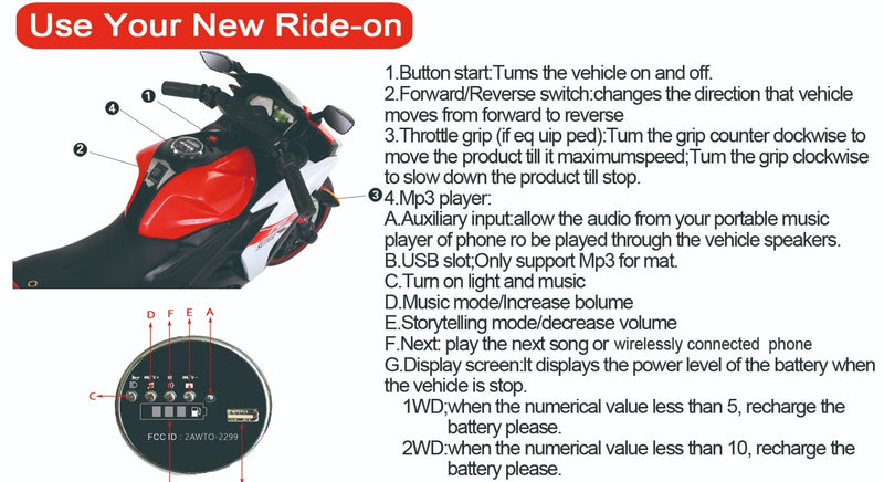 12V Electric Ride-On Motorcycle Toy for Kids Magic Cars 5