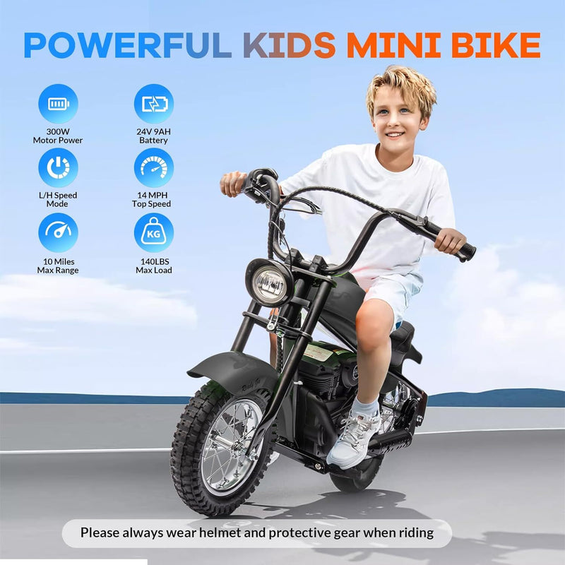 24V 250W Electric Kids Motorcycle with 2 Speeds and 14 MPH Max Speed, Black Magic Cars 3