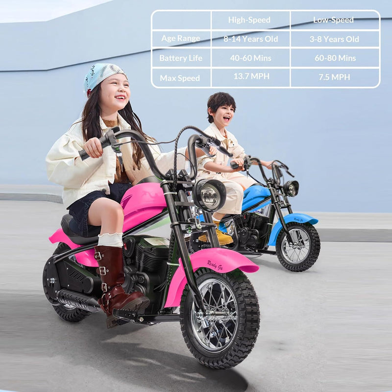 24V 250W Electric Motorcycle for Kids and Teens with 2 Speeds and 14 MPH Max Speed Rose Magic Cars 1