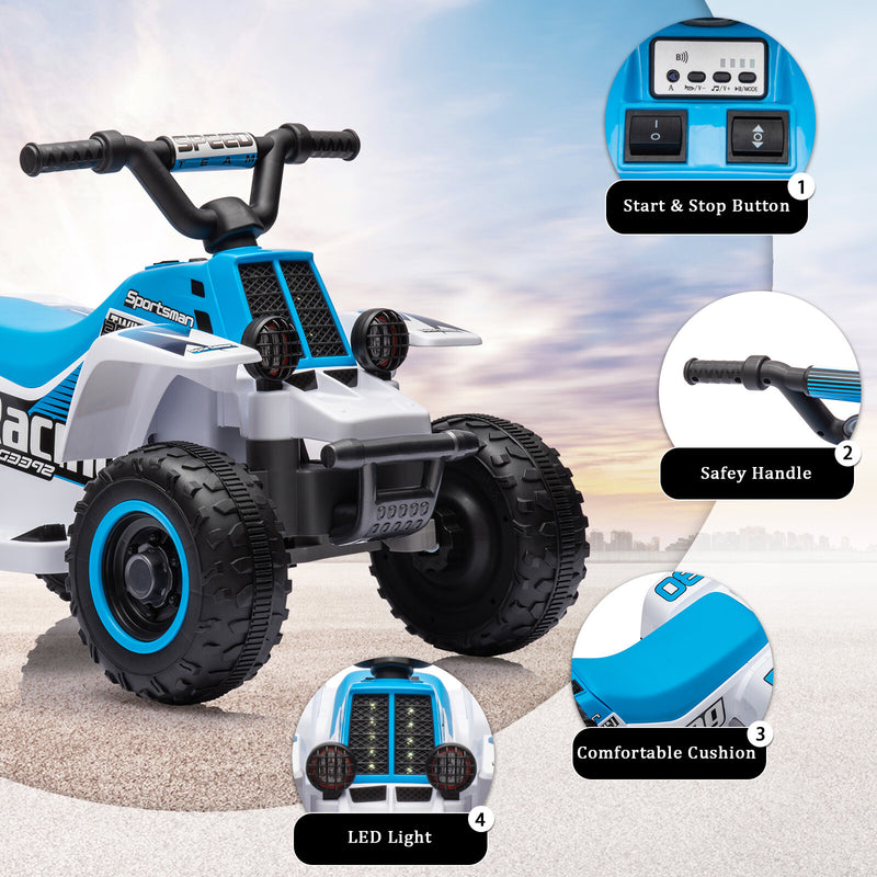 6V Electric Ride-On Kids ATV 4-Wheeler with LED Lights for Toddlers Age 1-3 Years Magic Cars 12