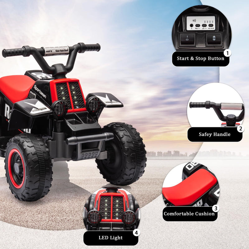 6V Electric Ride-On Kids ATV 4-Wheeler with LED Lights for Toddlers Age 1-3 Years Magic Cars 5