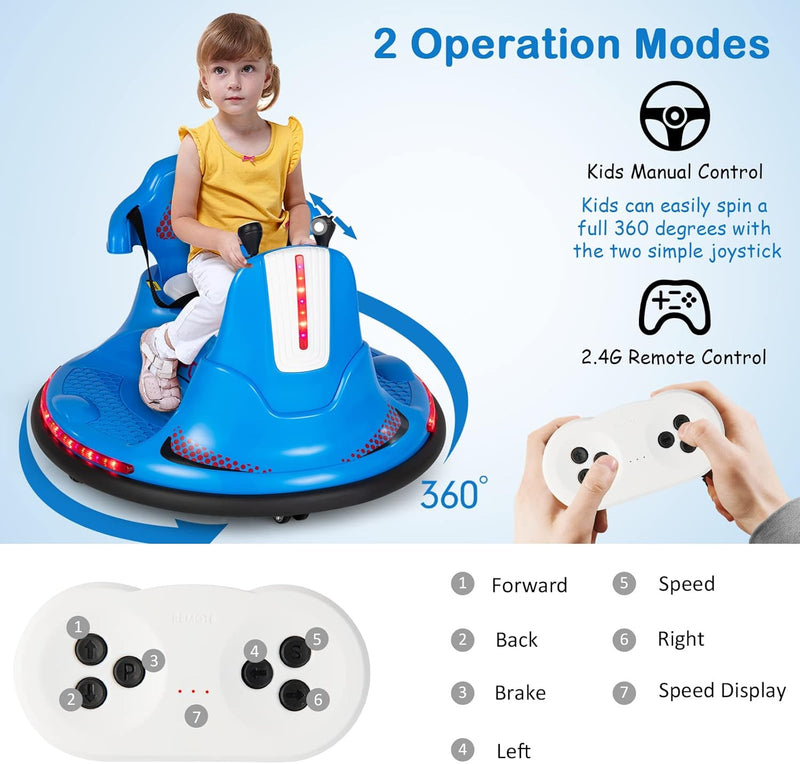 Electric Ride-On Bumper Car 12V with Soft Bumper, Dual Driving Modes, Music, and LED Lights Magic Cars 1
