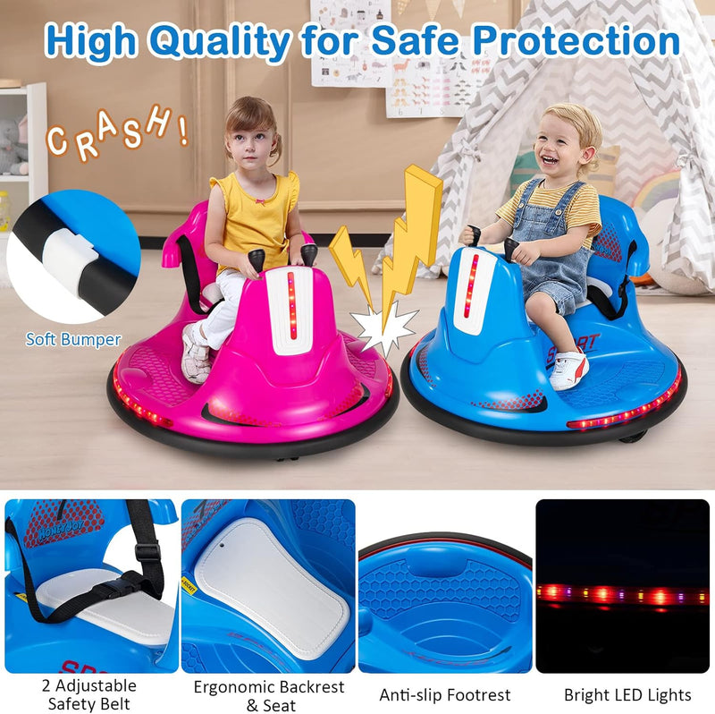 Electric Ride-On Bumper Car 12V with Soft Bumper, Dual Driving Modes, Music, and LED Lights Magic Cars 3